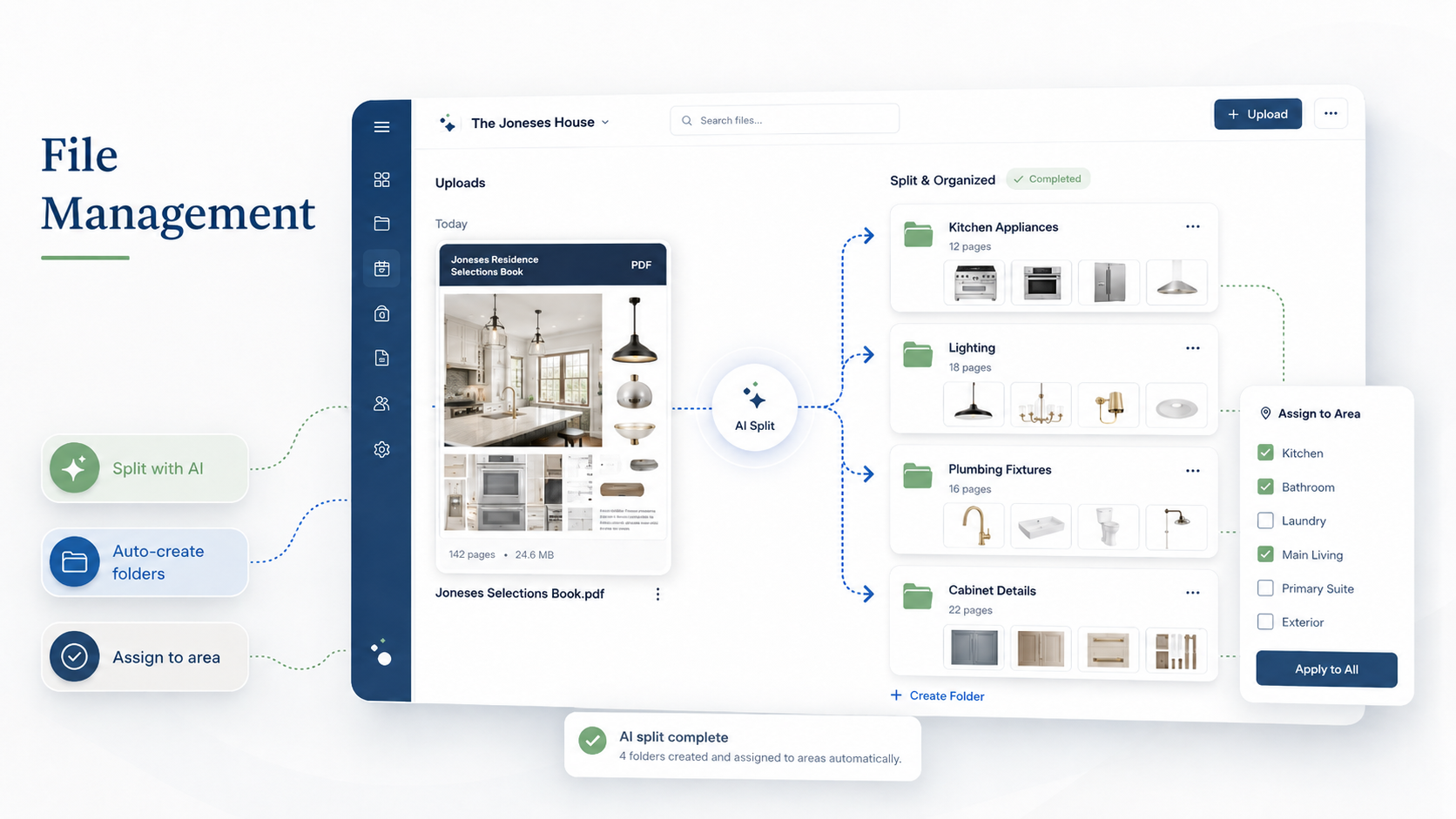 corabuild.ai file manager with PDF splitting and document organization