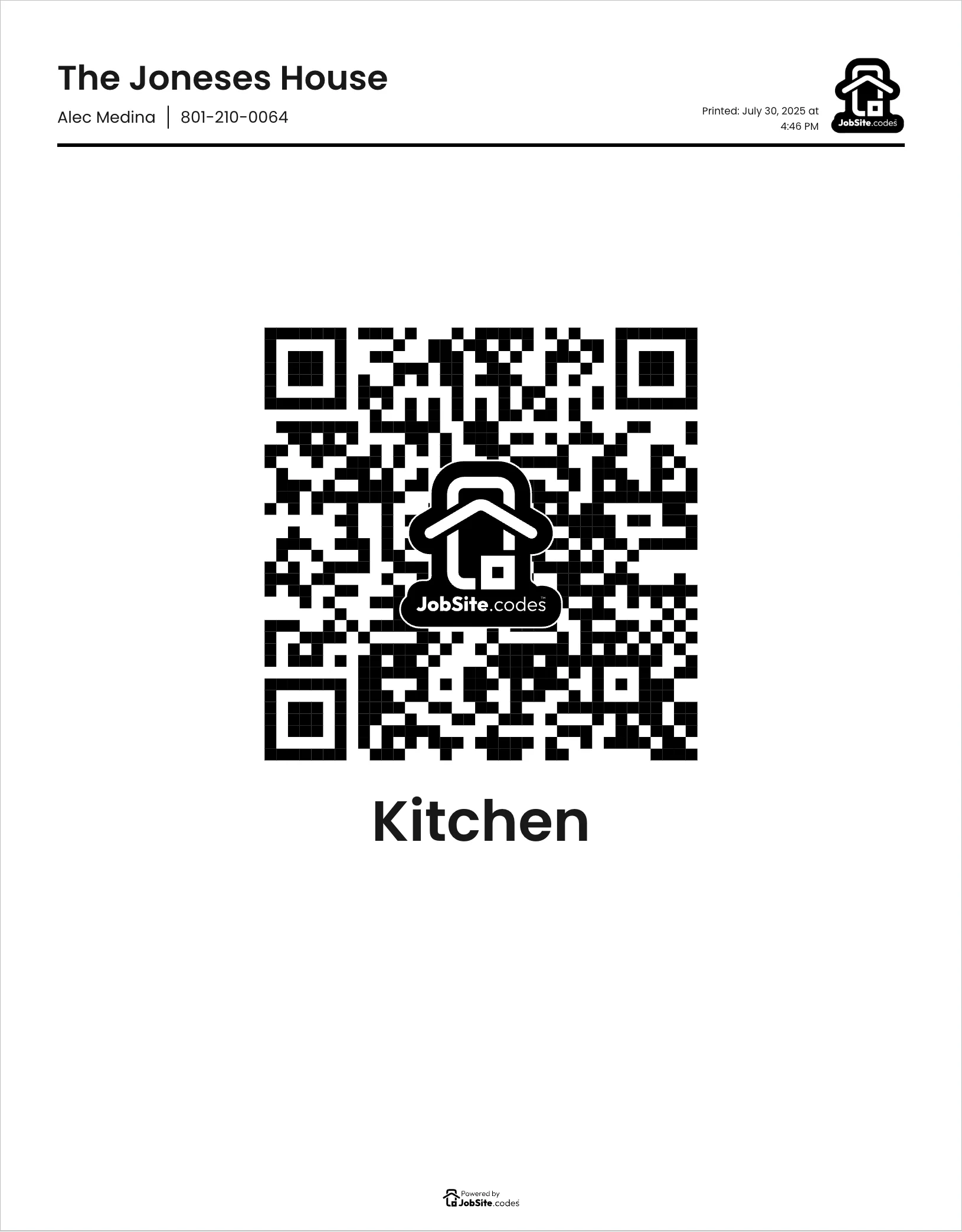 Printed QR Code Sample